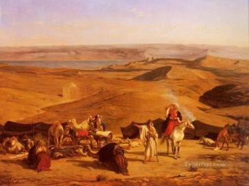  Desert Painting - The Desert Encampment Arabian Alberto Pasini